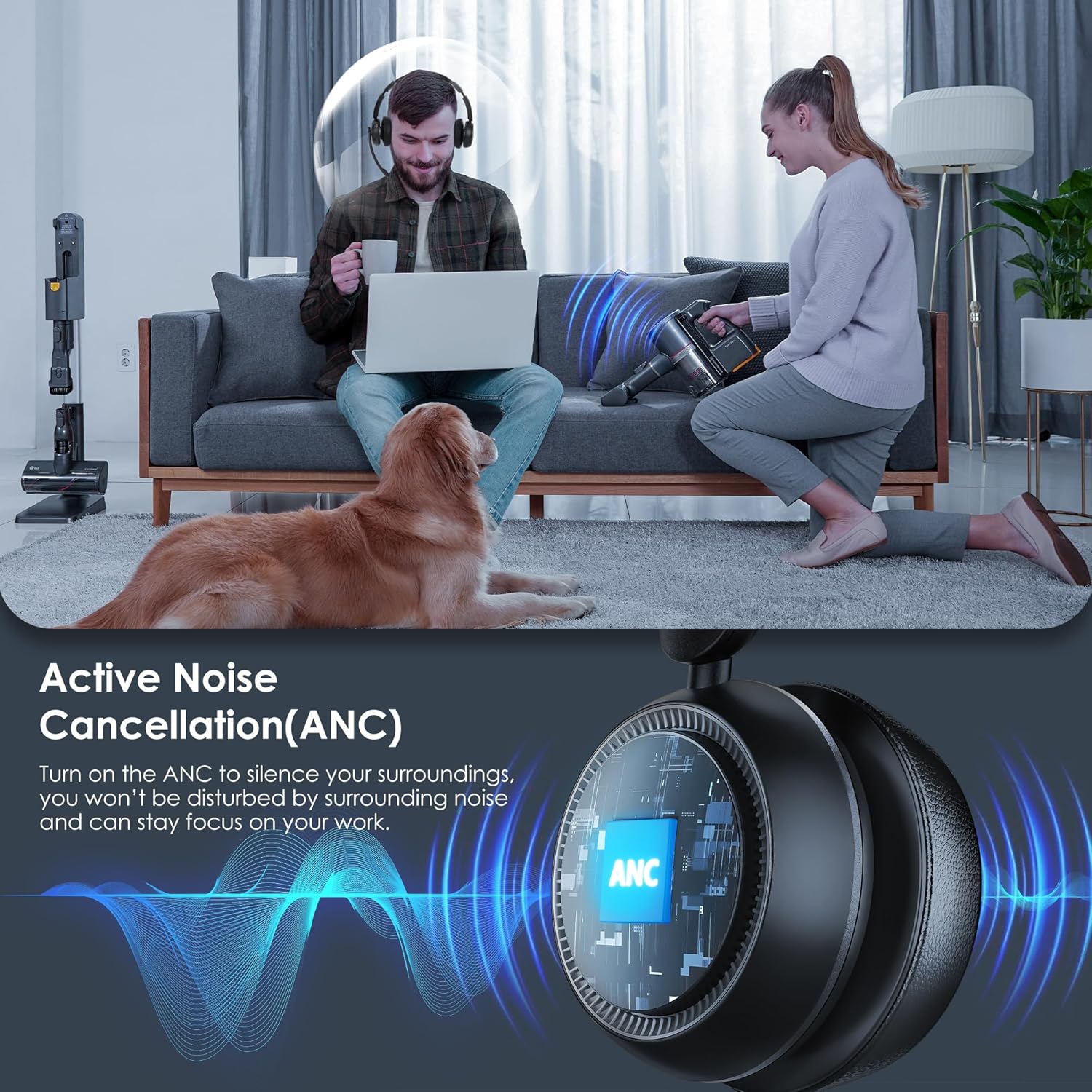 Bluetooth 5.4 ANC Headset with - Noise Cancelling Headphone บทวิจารณ์และราคา