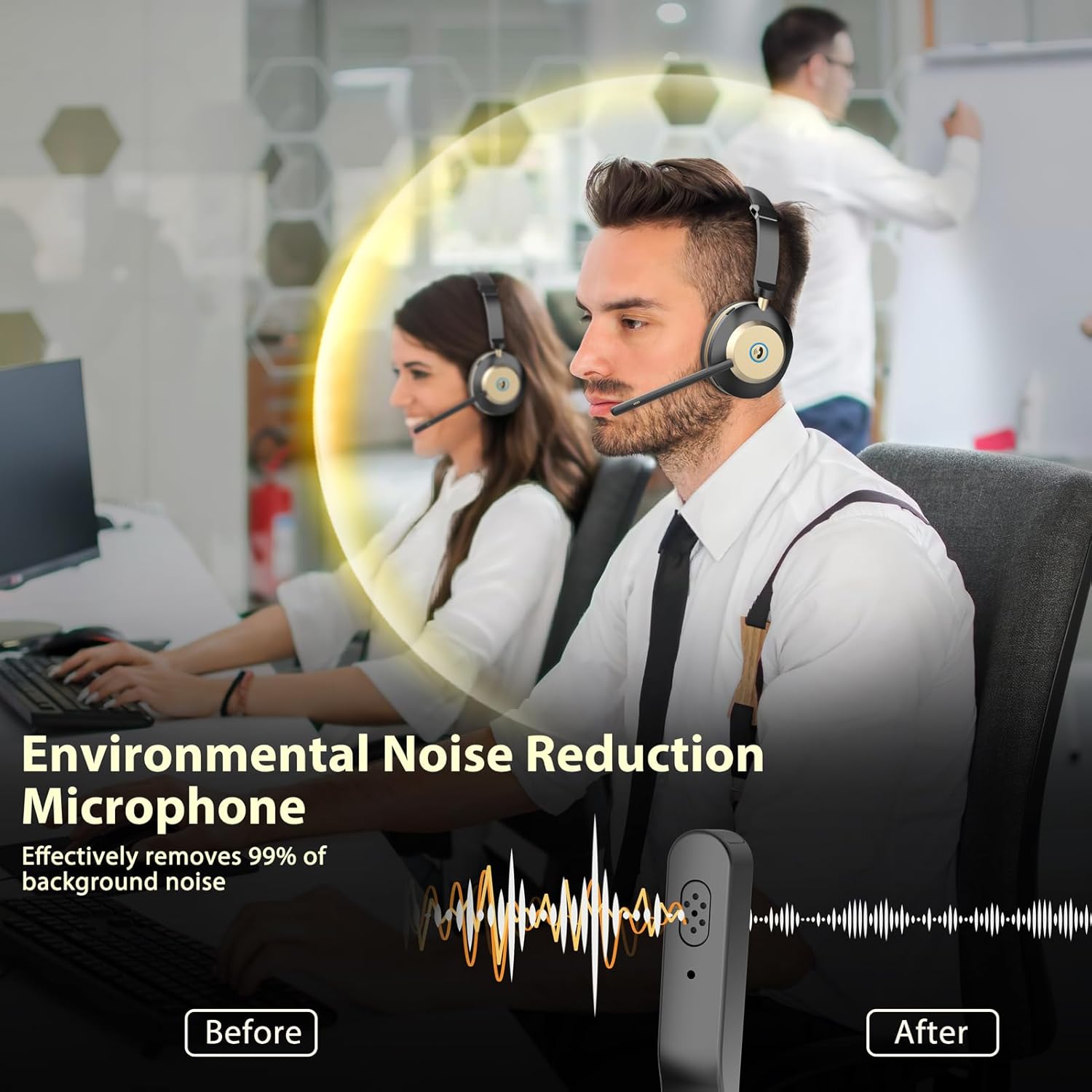 Wireless Headset with Mic, Noi - Noise Cancelling Headphone บทวิจารณ์และราคา