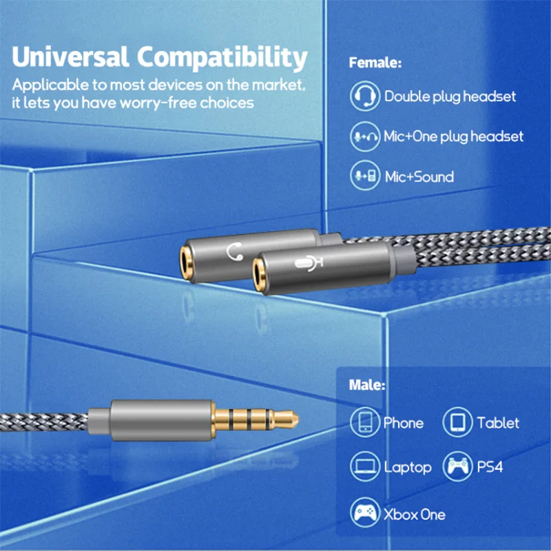 Headset splitter 3.5mm audio m - Earphone Splitter Jack บทวิจารณ์และราคา