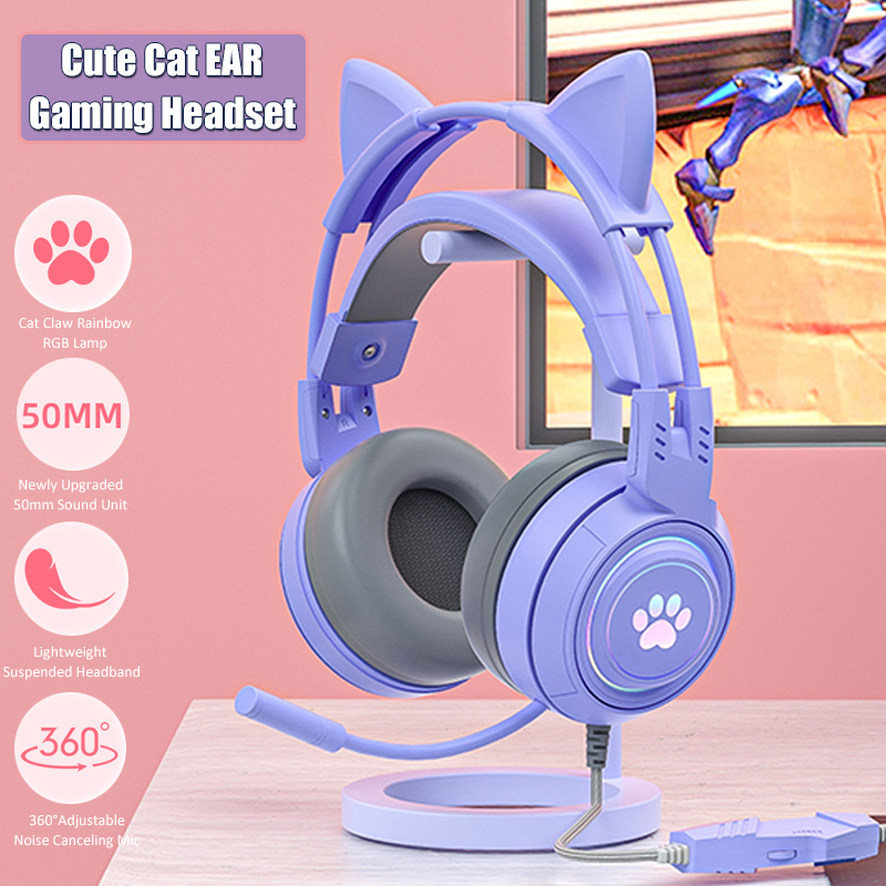 Cute Cat Ear Gaming Headphones - Gaming Headset Rgb บทวิจารณ์และราคา