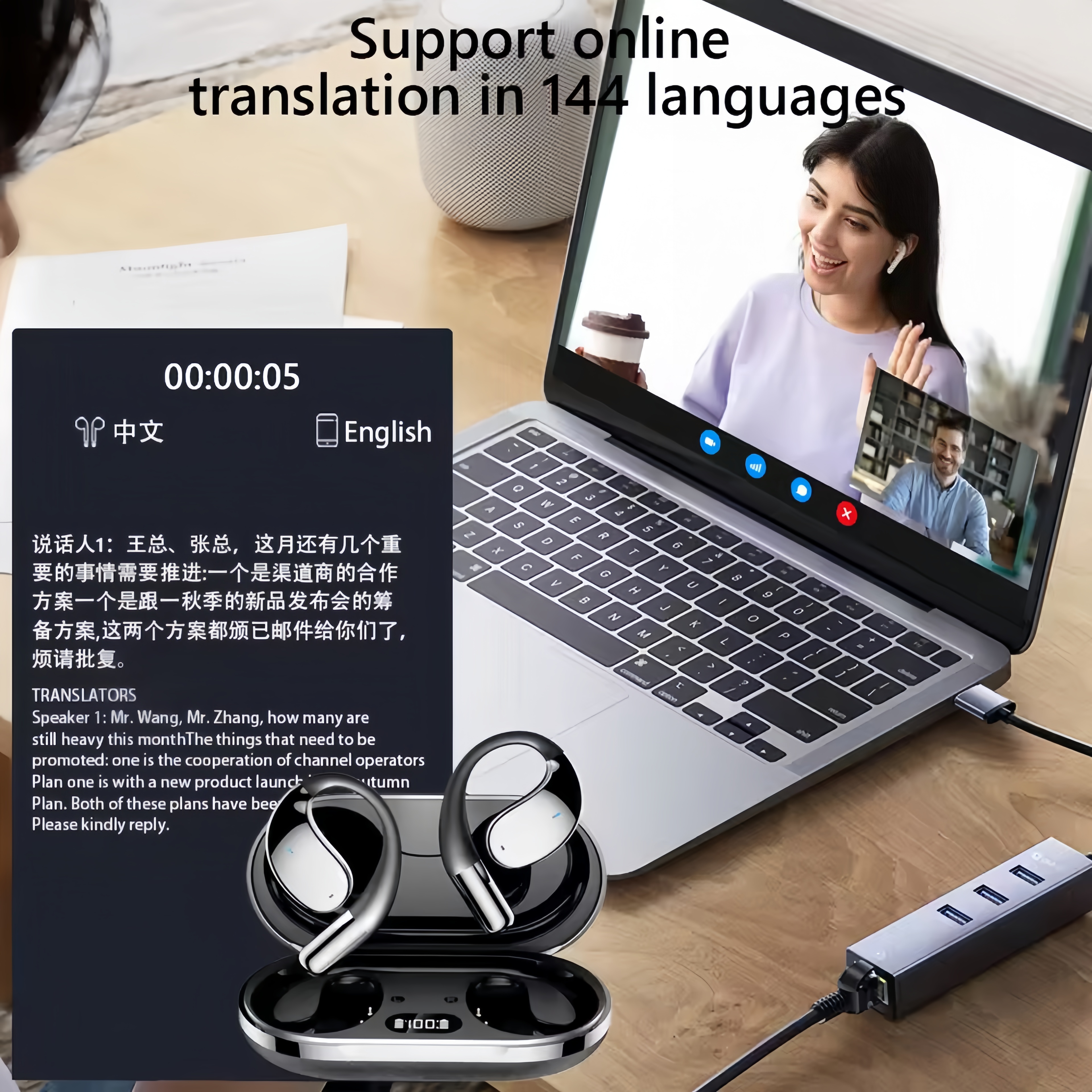 2026 New AI Translation Earbud - Earbuds Charging Case บทวิจารณ์และราคา