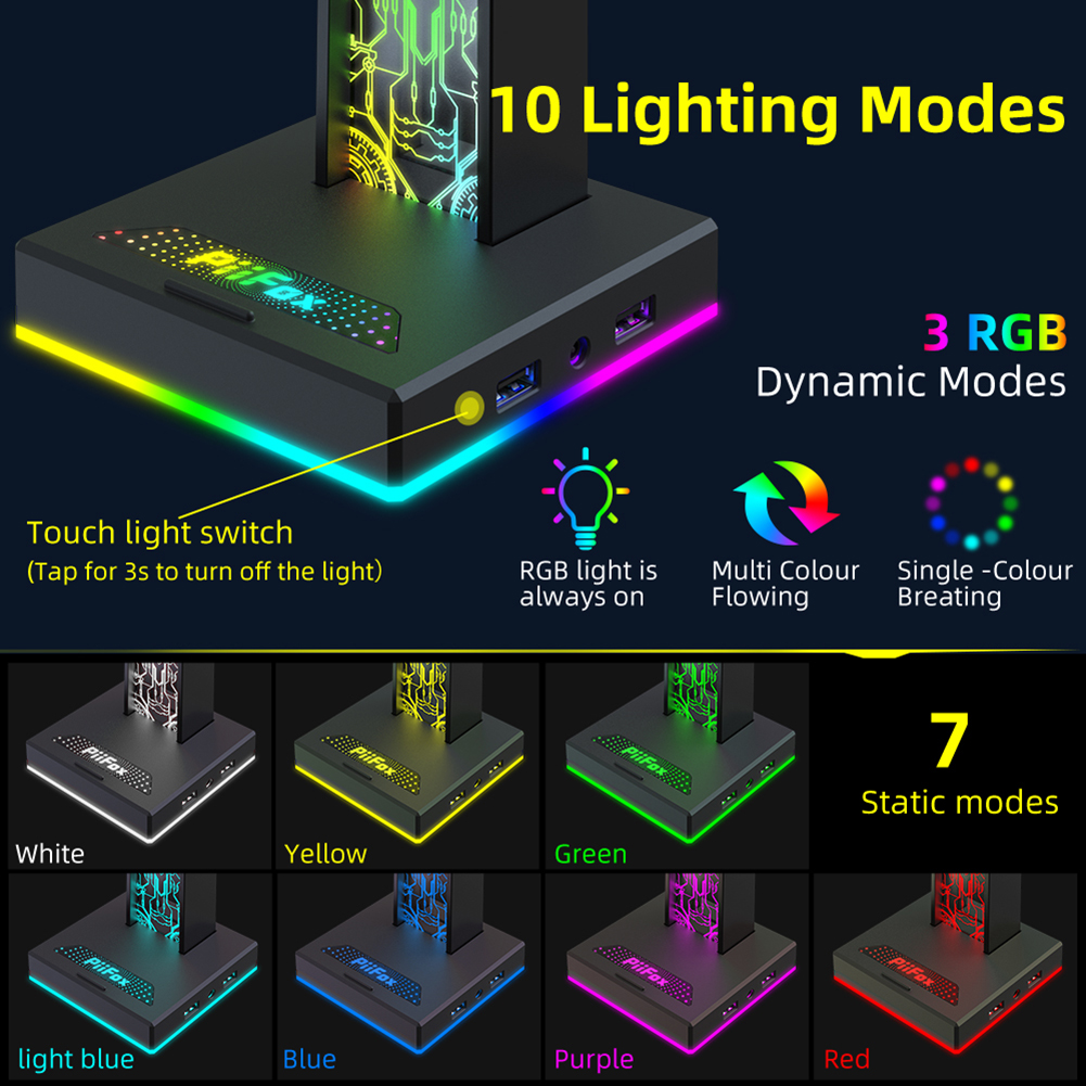 RGB Gaming Headphone Stand Dua - Headphone Stand Desk บทวิจารณ์และราคา