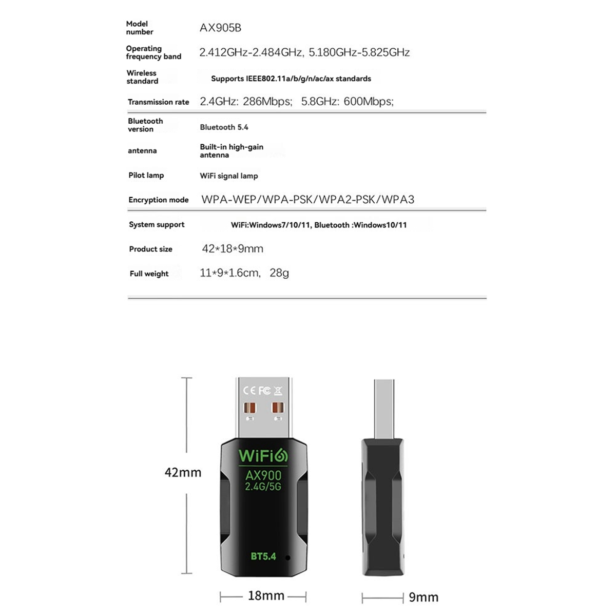 T35C WiFi6 AX900 Wireless USB  - Bluetooth Adapter Receiver บทวิจารณ์และราคา