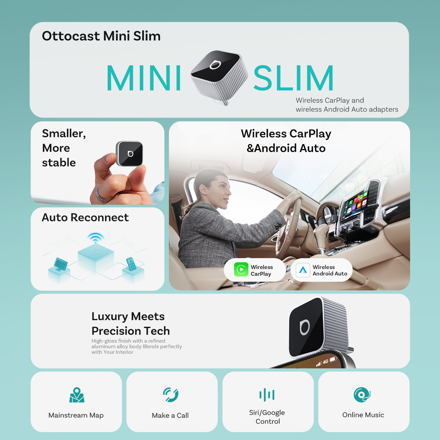 Ottocast Mini Slim Wireless Ca - Bluetooth Adapter Receiver บทวิจารณ์และราคา